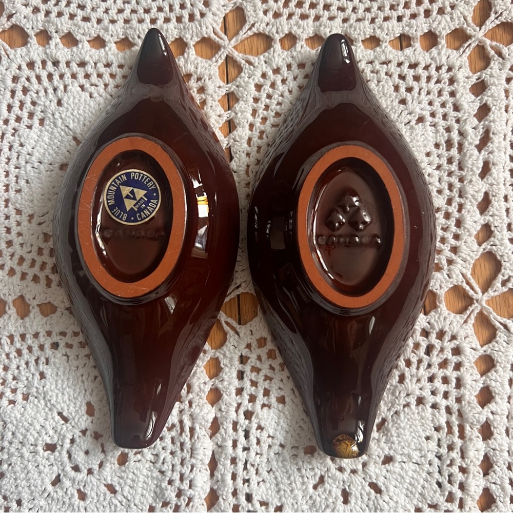Vintage BMP Blue Mountain Pottery Leaf‎ Candle Holder Set Harvest Gold 🍁 - Picture 3 of 6